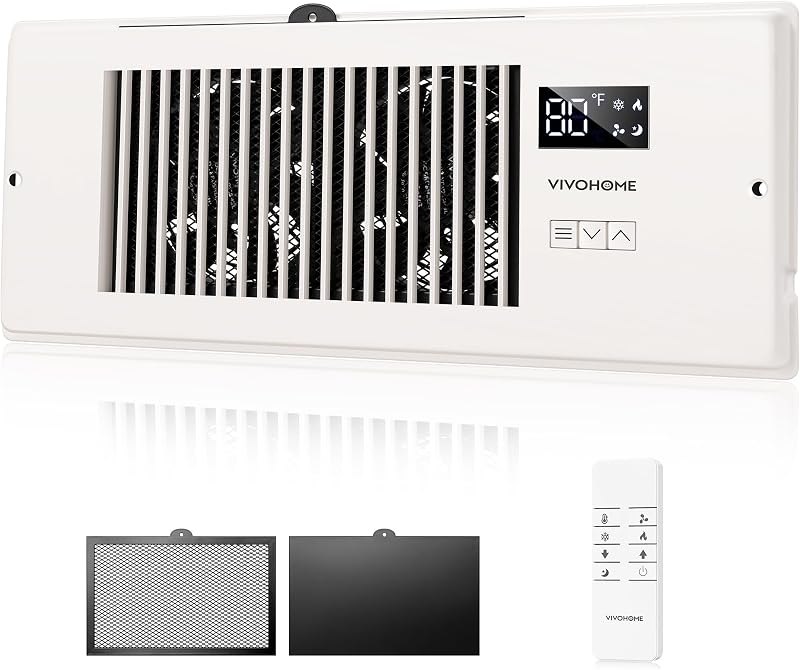 VIVOHOME Quiet Register Booster Fan with Opening 4" x 12", Smart Thermostat — register booster fan replacement for