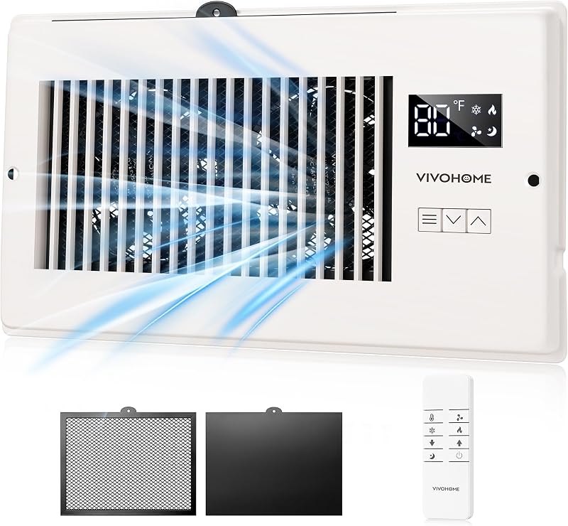 VIVOHOME Quiet Register Booster Fan with Opening 6" x 10", Smart Thermostat