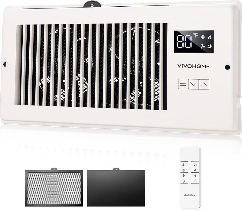 VIVOHOME Quiet Register Booster Fan with Opening 4" x 10", Smart Thermostat — register booster fan no leak for