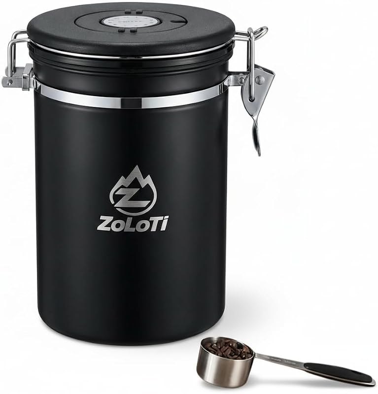 Coffee Canister, 22 oz, Airtight Stainless Steel — canister for best home coffee maker best rated
