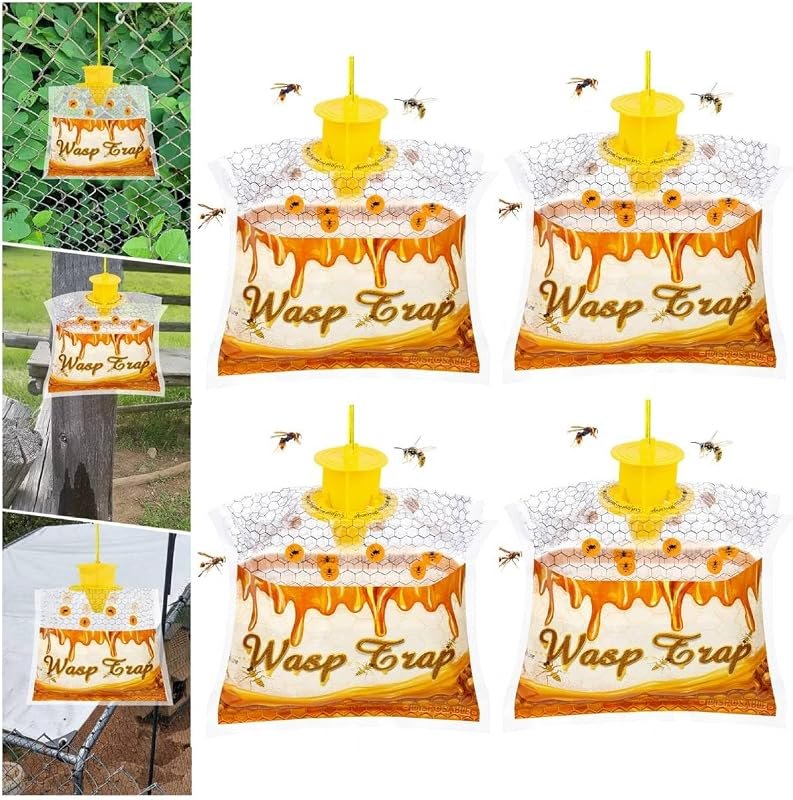 Disposable Wasp Traps Outdoor Hanging 4 Pack — yellow jacket trap kit for yellow jacket trap under 30 budget