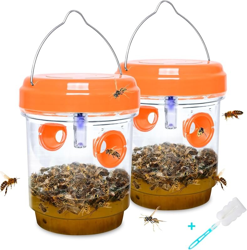 2 Pack Solar Wasp Traps Outdoor Hanging — yellow jacket trap for yellow jacket trap