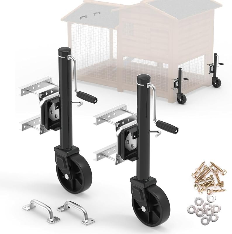 Flehomo Chicken Tractor Wheel Kit, 2 Pack Chicken Coop Wheels & Handles for Easy Movement, Chicken Caster Wheels