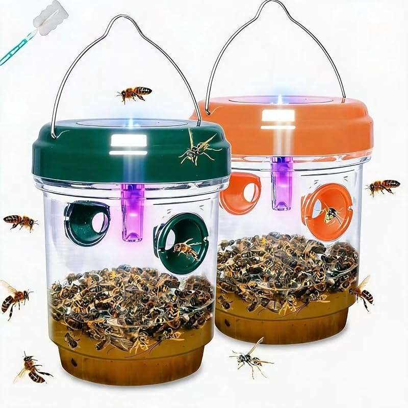 2 Pack Solar Wasp Traps Outdoor Hanging Reusable Catcher for Outside — yellow jacket trap kit for yellow jacket trap