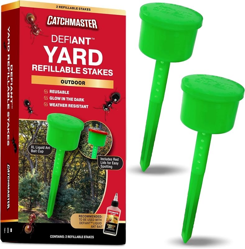 Catchmaster Defiant XL Outdoor Ant Traps for Yard (2 Pack), Bait NOT Included - Reusable Ant Bait Stations that Hold