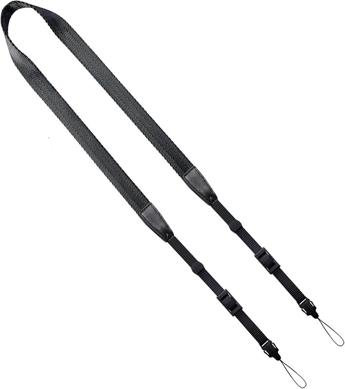 Camera Neck Strap/Thin Camera Strap or Binoculars Strap Black — strap for best beginner mirrorless camera travel compact