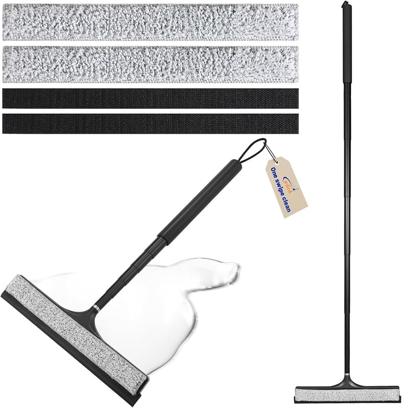 wlich Shower Squeegee with Long Handle, Telescoping Window and Floor Wiper — shower squeegee kit for shower squeegee