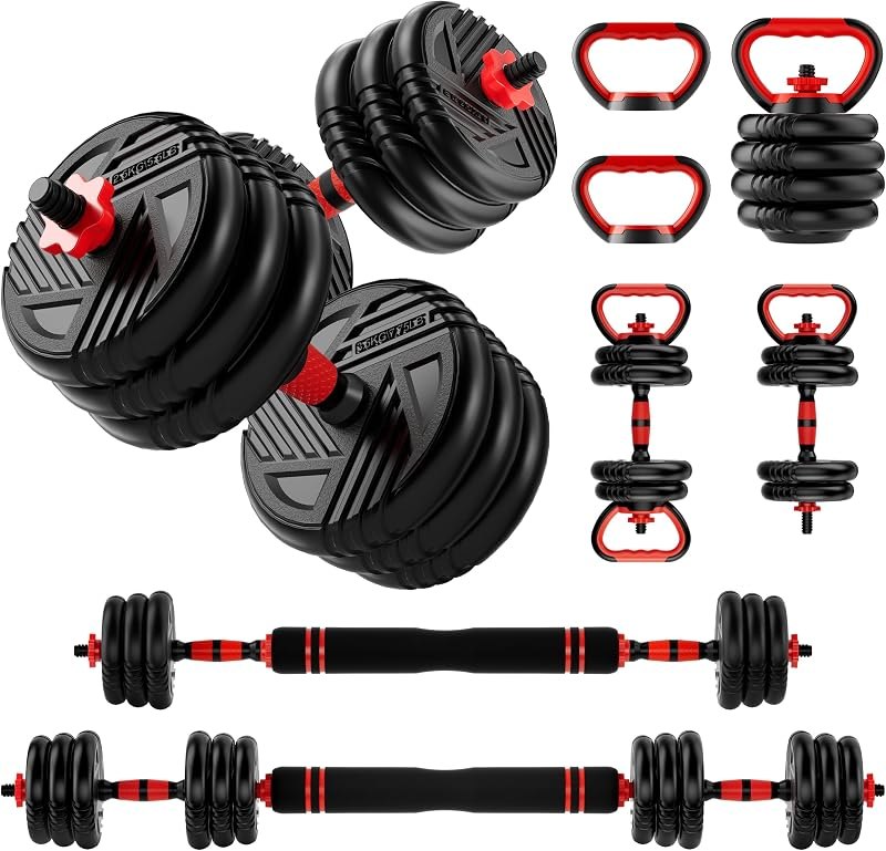 Adjustable Dumbbell Set, 20/30/45/70/90lbs, 5 in 1 Multi-Function Dumbbells — dumbbells for best home gym equipment