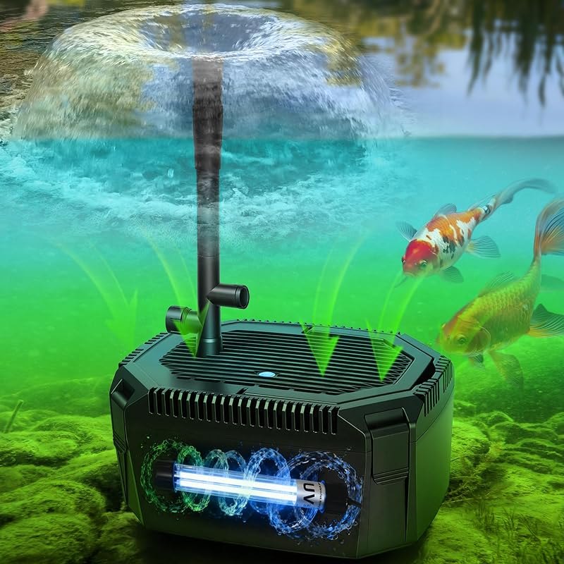 Submersible Pond Filter with Powerful 18W UV Light for Pond Algae Control — pond-pump-kit for pond pump no