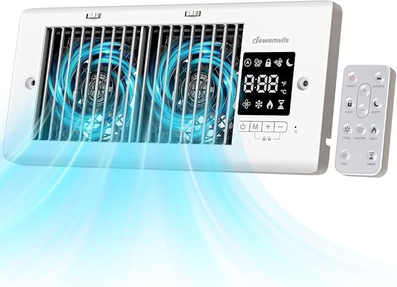 DEWENWILS Quiet Register Booster Fan, 4" x 10" Register Holes,140 CFM — register booster fan pack for register booster