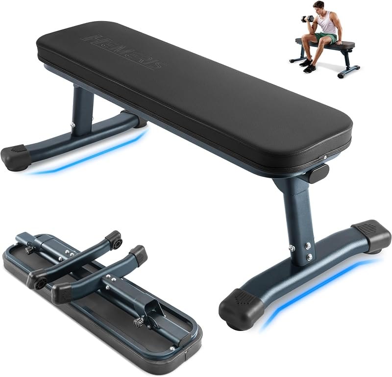 Flat Weight Bench, 2.4 Inch Thick Pad Workout Bench 660 LBS Bench Press Exercise Equipment for Home Gym Strength