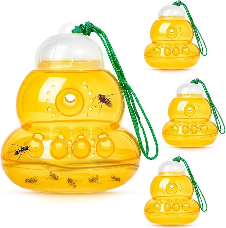 4 Pack Reusable Wasp Traps Outdoor Hanging — yellow jacket trap pack for yellow jacket trap durable heavy duty