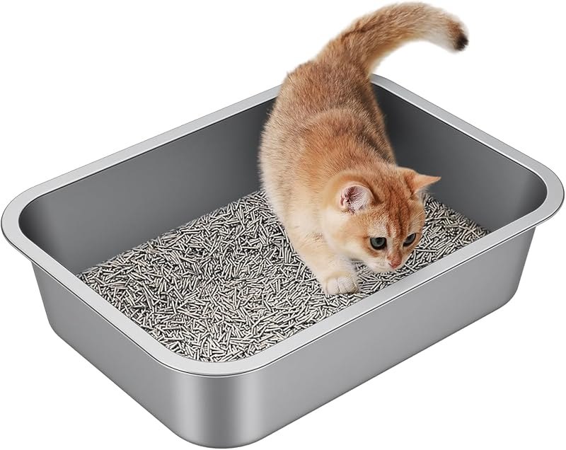 Small Stainless Steel Cat Litter Box — stainless for best cat litter box travel compact