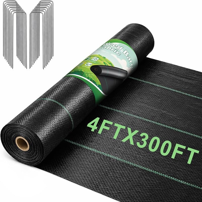 FEED GARDEN 4FT x 300FT Landscape Fabric Weed Barrier Fabric, Heavy Duty 3.2oz Weed Control Mat, Weed Blocker Ground