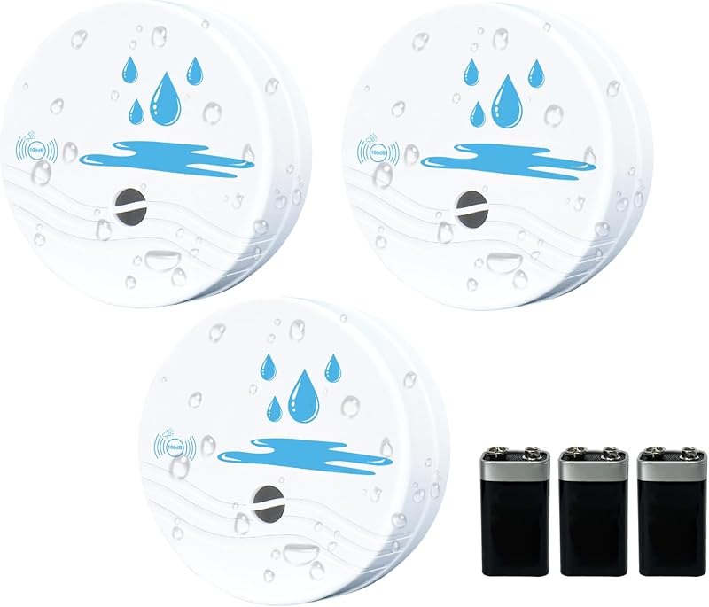 3 Pack Water Leak Detectors for Home,100dB Water Alarm Basement — under sink leak alarm for water leak detector under