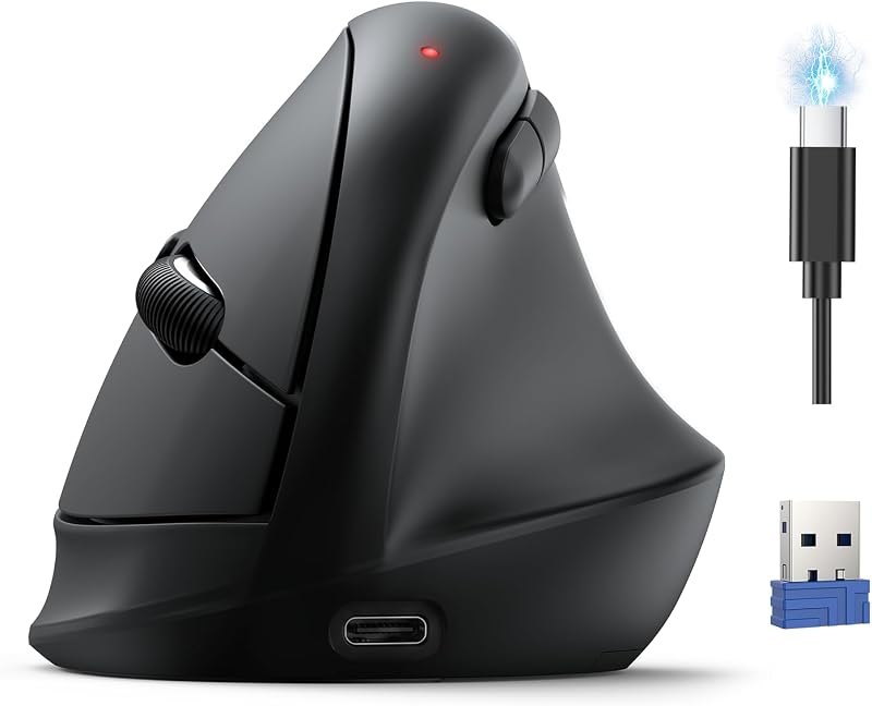 TECKNET Ergonomic Mouse, BT5.3/2.4G, Silent Wireless Vertical, Rechargeable — ergonomic for best quiet wireless mouse