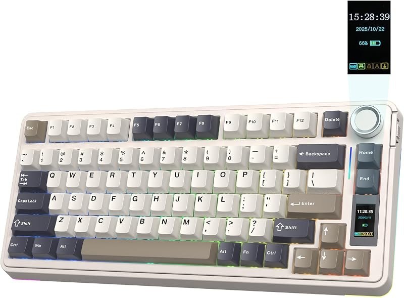 EPOMAKER X Aula EA75 MAX Wireless Gaming Keyboard with Screen & Knob — budget for best quiet mechanical keyboard best