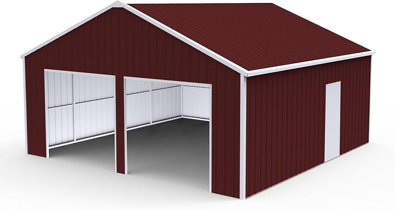 Outdoor Metal Storage Shed, 25x33 FT Large Heavy-Duty Garage Industrial Prefab Steel Building with Side Door for Car