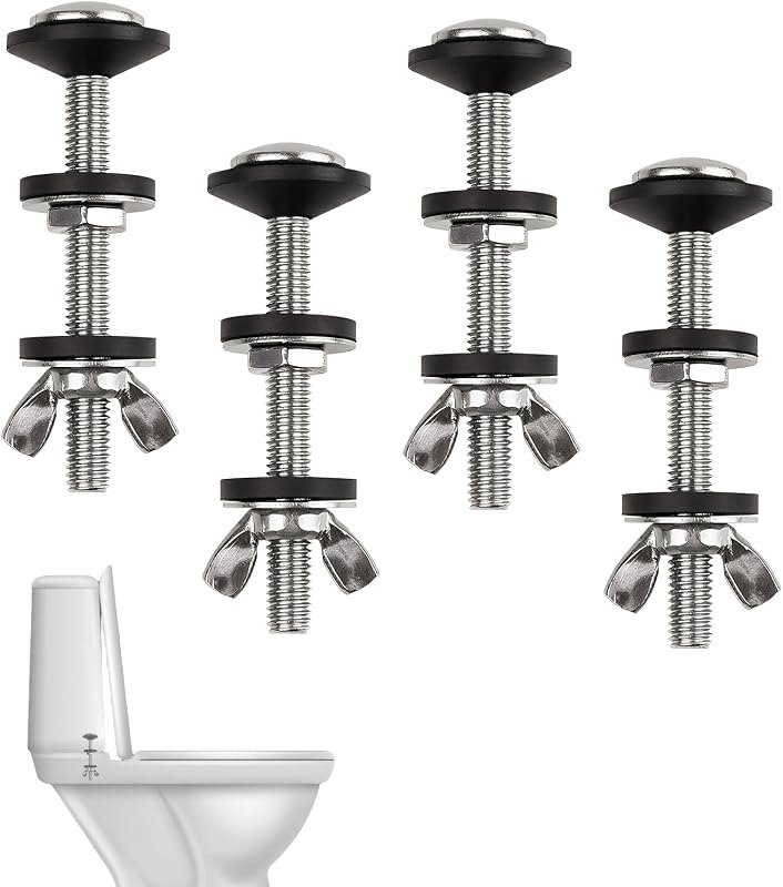 Universal Toilet Tank to Bowl Bolts Kit, 4PCS, M8 Size, Silver — toilet bolts for toilet wax ring