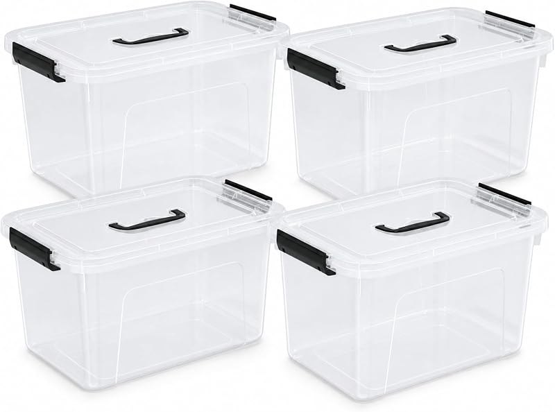 4-Pack Plastic Storage Containers with Lids, 18 L — clear storage bins with lids heavy d for clear storage bins with