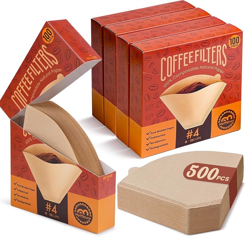 500 Count Coffee Filters #4, Unbleached Cone Coffee Filter 8-12 Cup — filters for best home coffee maker