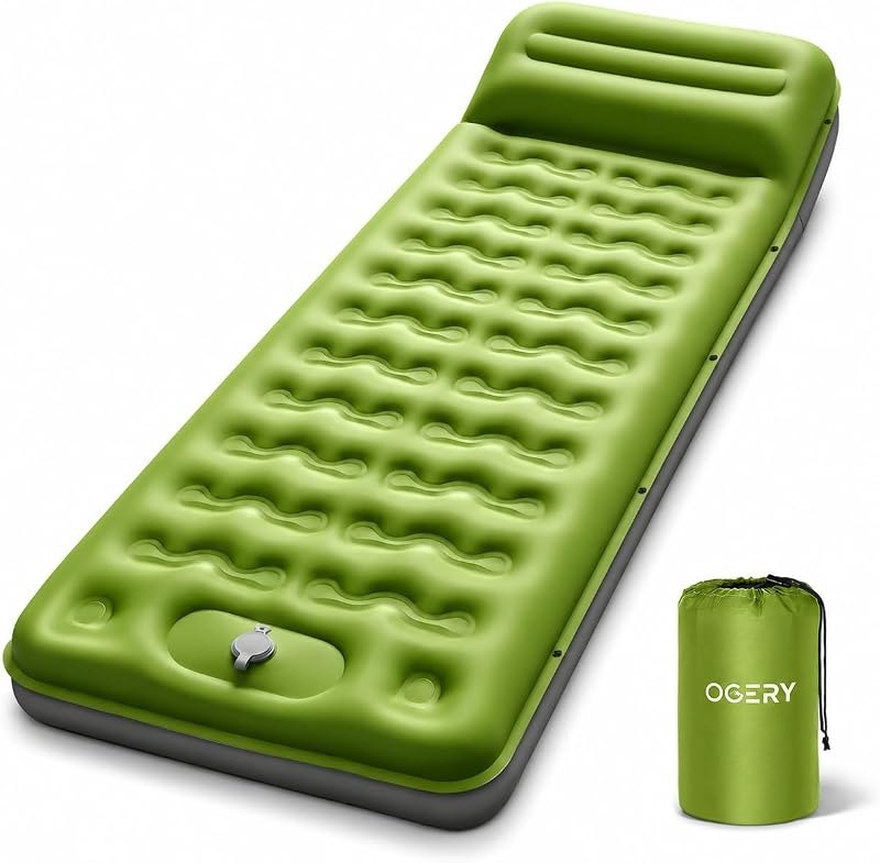 OGERY Sleeping Pad, Ultralight Inflating Camping Pad with 6" Extra-Thick — inflatable for best sleeping pad camping