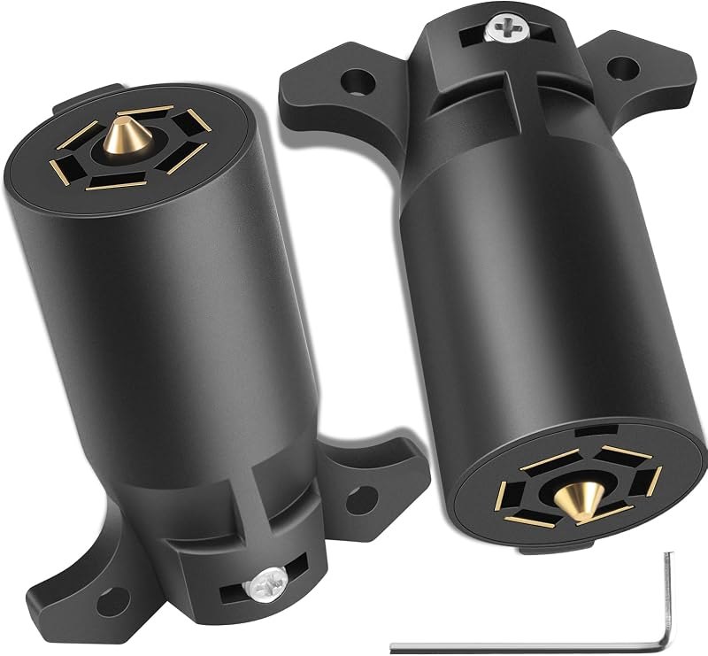 2 Pack 7 Pin Trailer Plug, Waterproof Heavy-Duty 7 Way Trailer Plug — 7-way-trailer-plug for trailer wiring kit