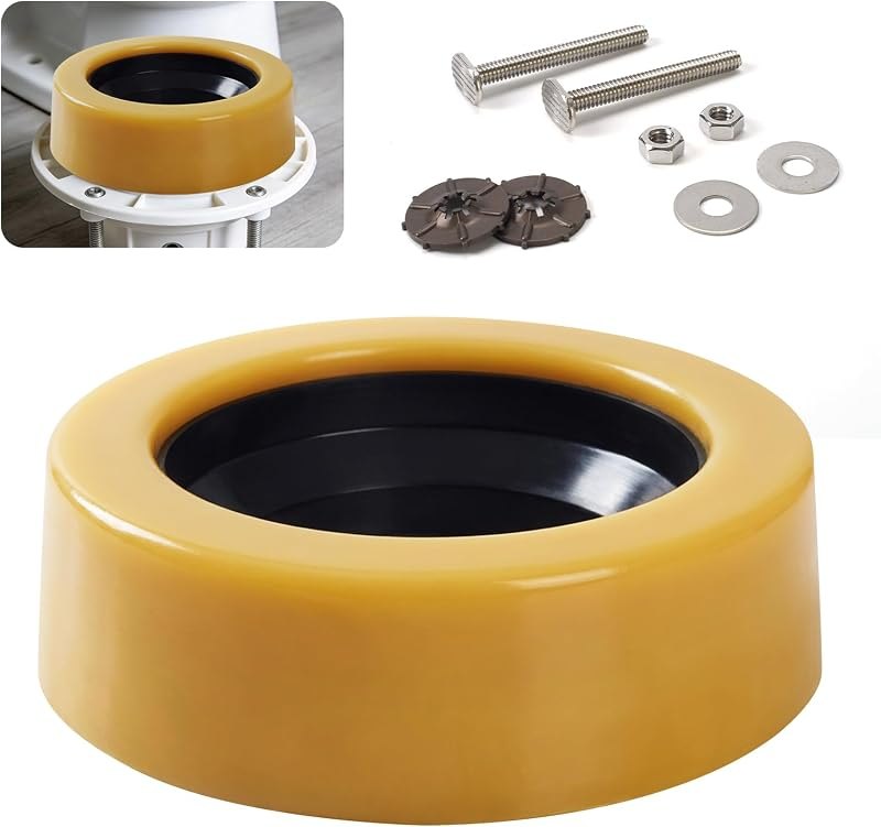 Extra Thick Toilet Wax Ring Kit with Flange & Bolts, Universal Toilet Seal Fits 3 & 4in Waste Lines, Leak Proof & Odor