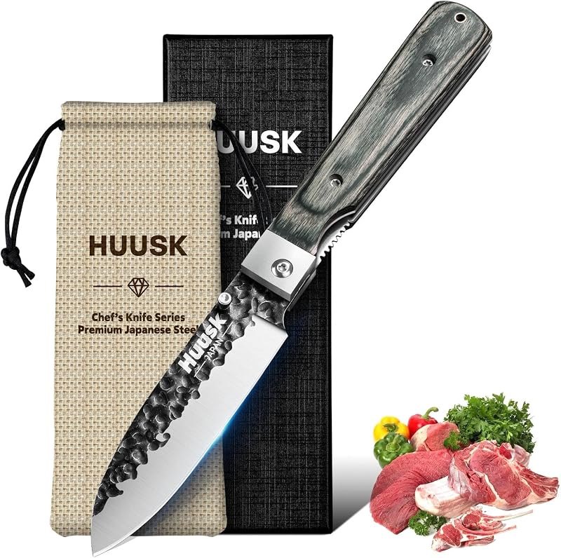 Huusk Japanese Folding Santoku Knife - Pocket Chef Knife — santoku for best chef knife travel compact