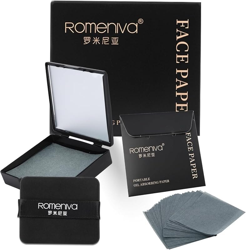 Oil Blotting Sheets for Face - 500 Sheets with Mirror & Puff — oil blotting papers heavy duty for oil blotting papers