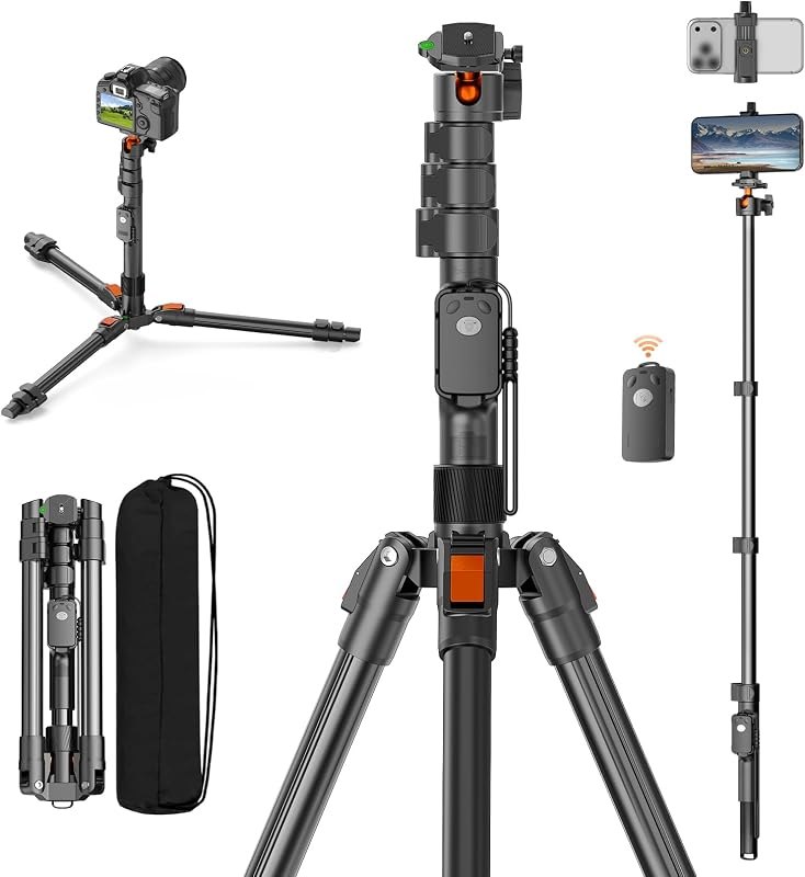 XXZU 75" Camera Tripod,Aluminum Tripod for Camera Phone/Monopod with Remote — tripod for best beginner mirrorless