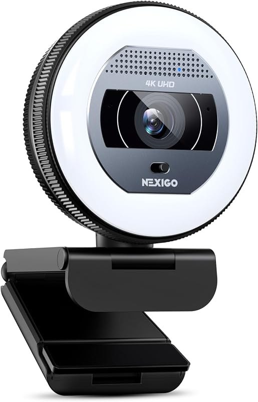 NexiGo N930E Pro, 4K Webcam with Ring Light, PDAF Autofocus, 1080P@60FPS, Dual Noise-Canceling Mics, Built-in Privacy