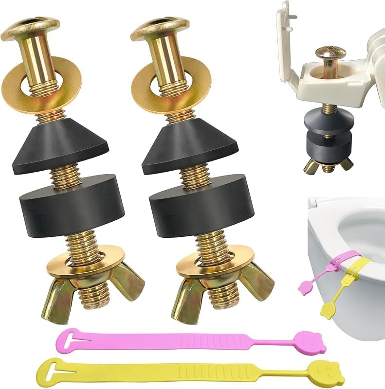 Toilet Seat Screws Replacement Kit, Metal Toilet Seat Bolts Replacement Kit, Toilet Hardware Replacement for Top Mount