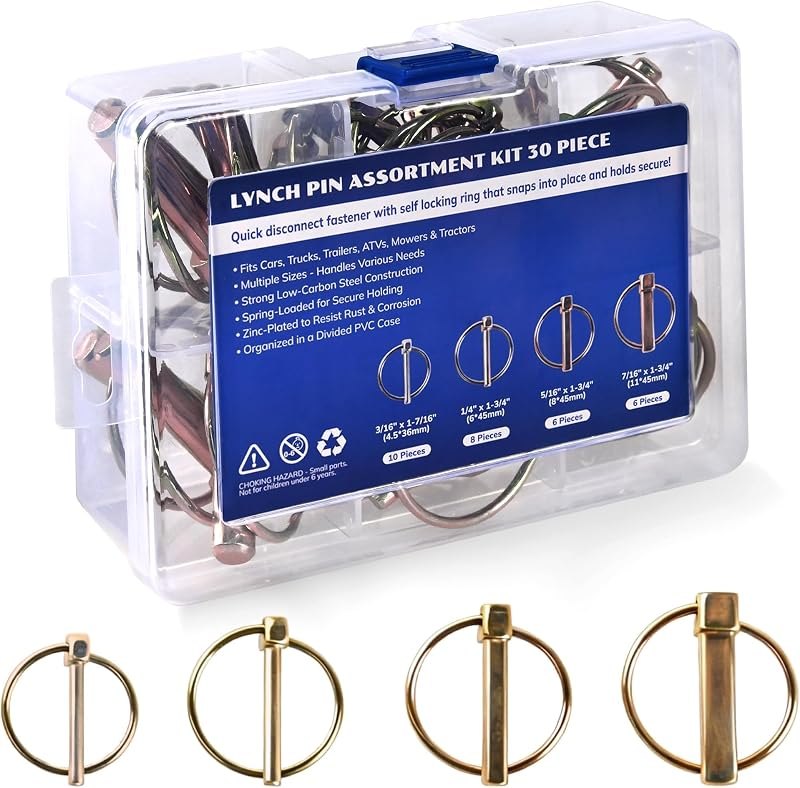 30 PCS Lynch Pin Assortment Kit — snapper-pin-tractor for implement pin durable heavy duty