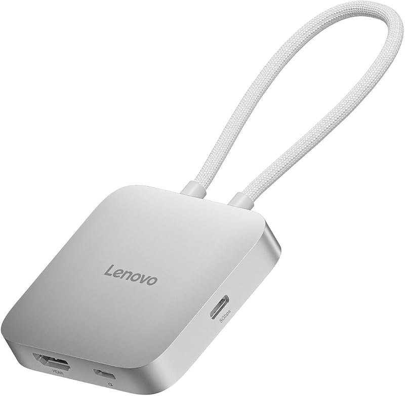 Lenovo USB-C 5-in-1 Travel Hub, 90W Power Delivery, 4K 60Hz HDMI, Dual USB-C and USB-A Ports, Plug and Play, Compact
