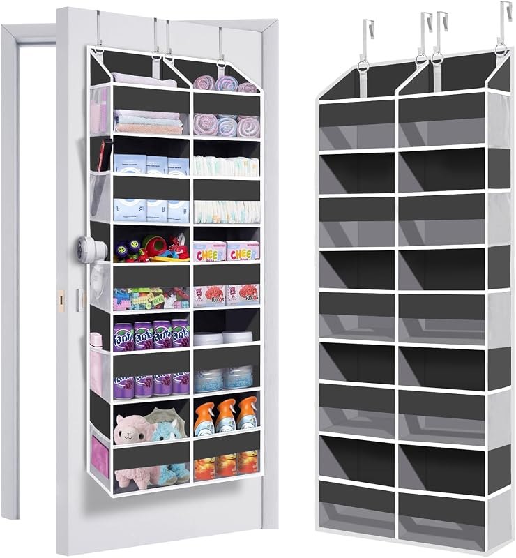 UVIAHOMI Heavy Duty Over The Door Organizer 5 Tiers, Extra Large Behind Door Storage of 10 Front & 10 Mesh Pockets