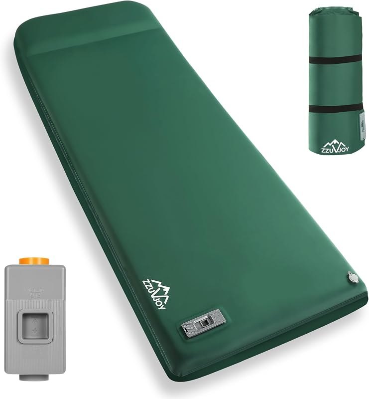 Memory Sleeping Pad with Electric Pump, 3.15" Ultra-Thick Foam Sleeping Mats for Camping, 9.5 R-Value Insulated Self