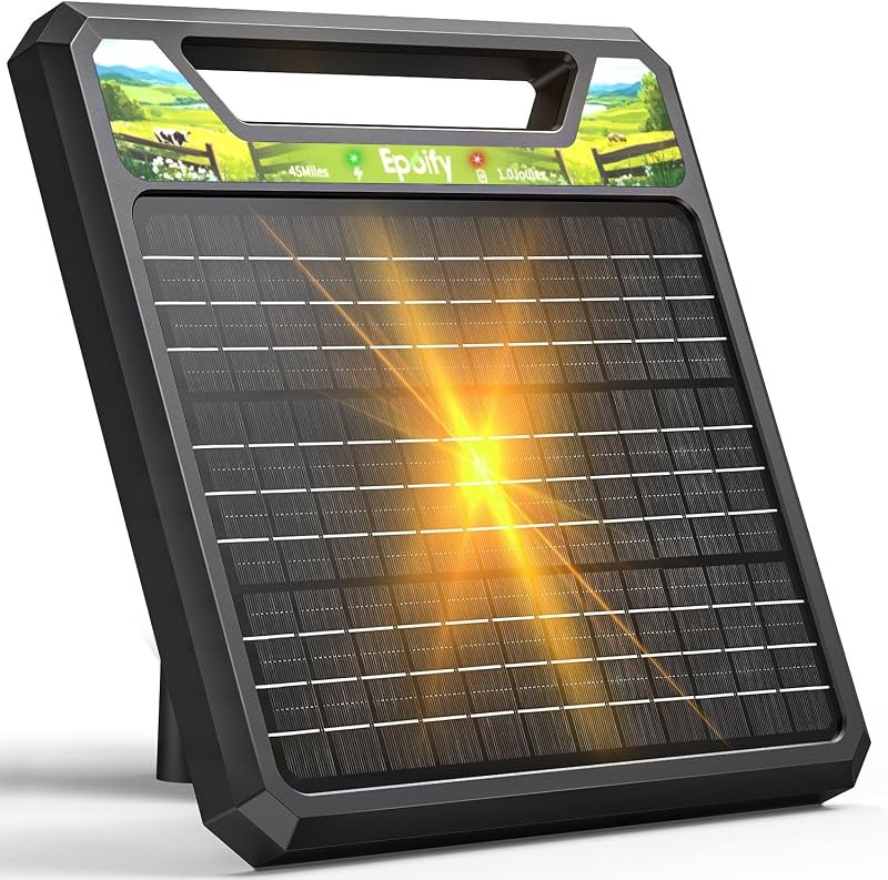 Solar Electric Fence Charger, Epoify LD03, 1 Joule, 45-Mile for Livestock — electric-fence-charger-refil for electric