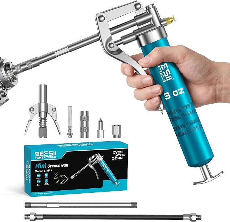 Seesii Mini Grease Gun 3 oz, 4000PSI Portable with Upgraded Air Bleed Valve — best-grease-gun for grease gun compact
