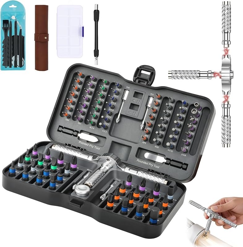 115-In-1 Magnetic Screwdriver Set Ratchet Screwdriver Set S2 Steel Drill Bits Multi-Functional Compact Repair Tool Kit