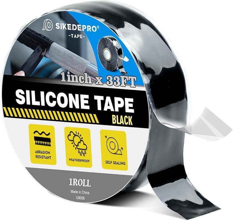 SIKEDEPRO Self-Fusing Silicone Tape 1" x 33' x 20mil Black, Waterproof & Heat-Resistant Rubber Repair Tape — self