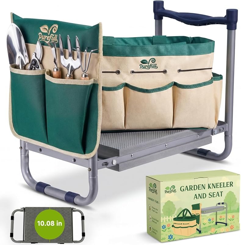 2-in-1 Heavy Duty Foldable Garden Kneeler And Stool With EVA Pad, Green — garden kneeler no leak for garden kneeler