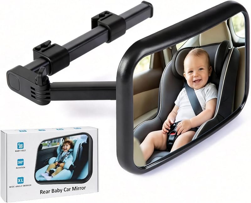 Baby Car Mirror for Rear Facing, Extendable Arm Baby Mirror — baby car seat mirror no leak for baby car seat mirror