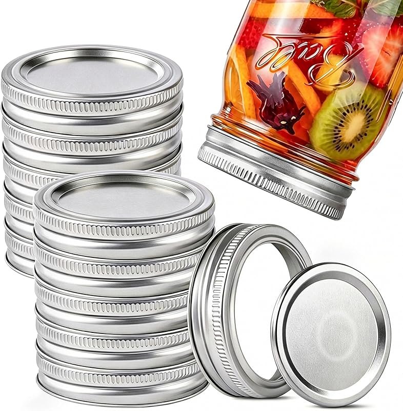 12Pack/24Pack REGULAR Mouth Mason Jar Lids for Ball, Kerr and More - Lids with Bands/Rings for Mason/Canning Jars -