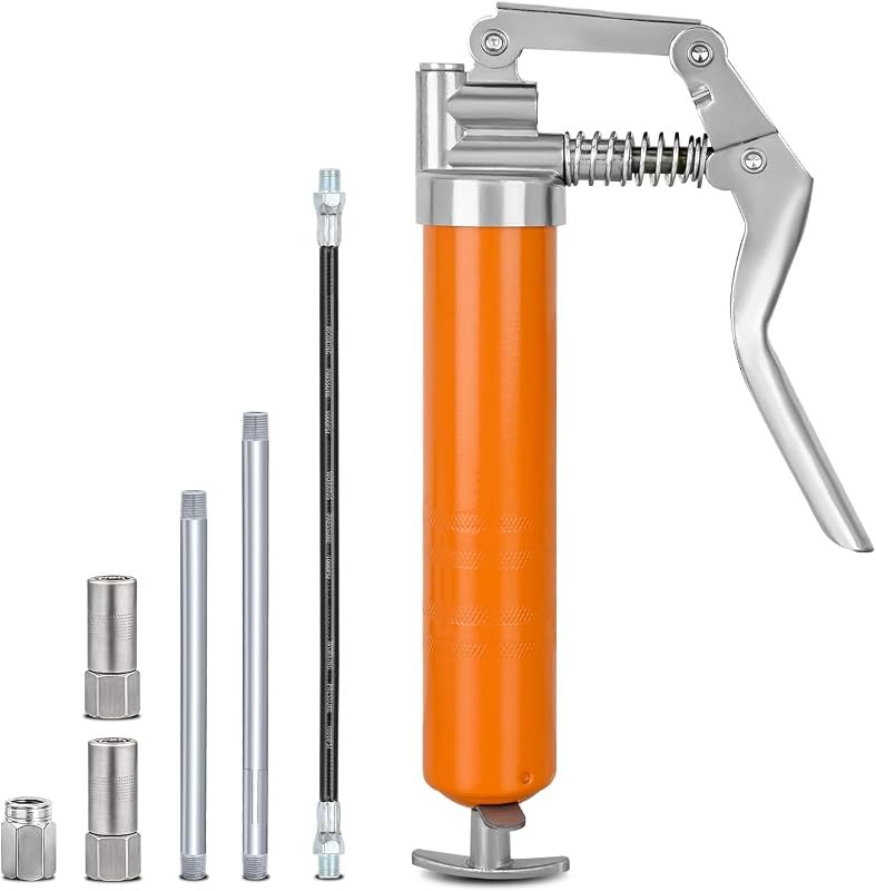 GOOACC Mini Grease Gun 6000 PSI 4oz Grease Gun Kit with 12" Flex Hose Extension Adapter Normal Coupler Rigid Pipe