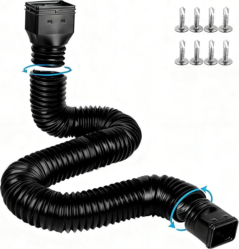 plusgutter 16.5ft Long Gutter Downspout Extensions Flexible, 4" Diameter Drain Downspout Extender, Down Spout Drain