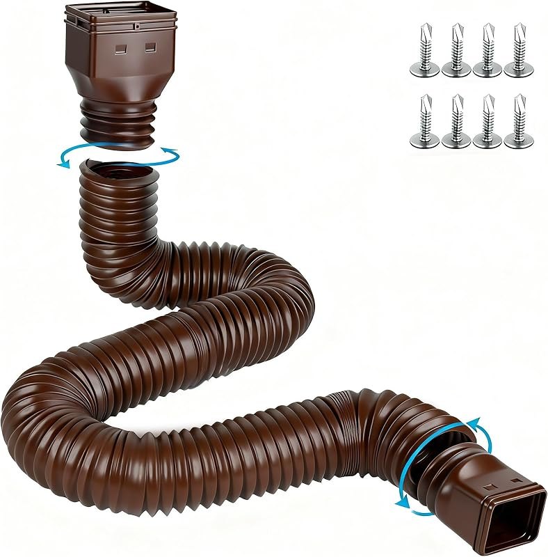 plusgutter 16.5ft Long Gutter Downspout Extensions Flexible, 4" Diameter Drain Downspout Extender, Down Spout Drain