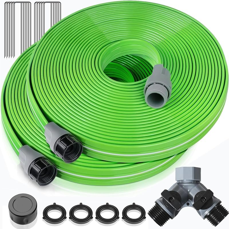 LAVEVE Heavy Duty Sprinkler Soaker Hose 30 FT, Flat Garden Hose with Holes — soaker hose pack for soaker hose under 30