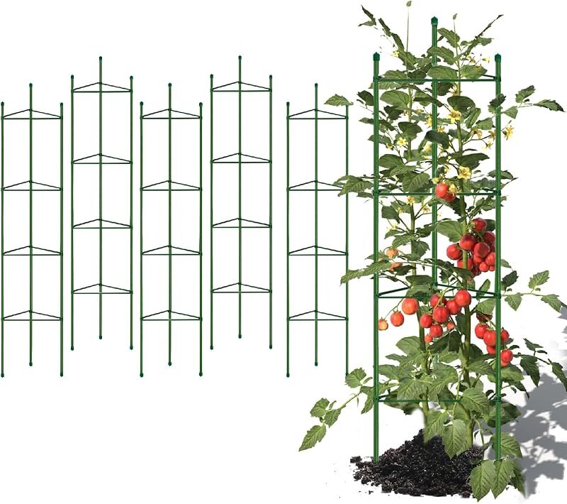 G-LEAF 6 Pack 5ft Tomato Cage for Garden Plant Support, Garden Stakes Tomato Cage, Tomato Cages Plant Stakes for