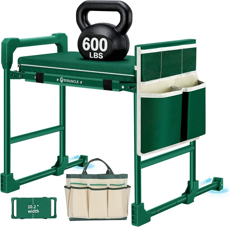 Garden Kneeler and Seat Heavy Duty 600LBS w/ Thicken Wide Soft Kneeling Pad